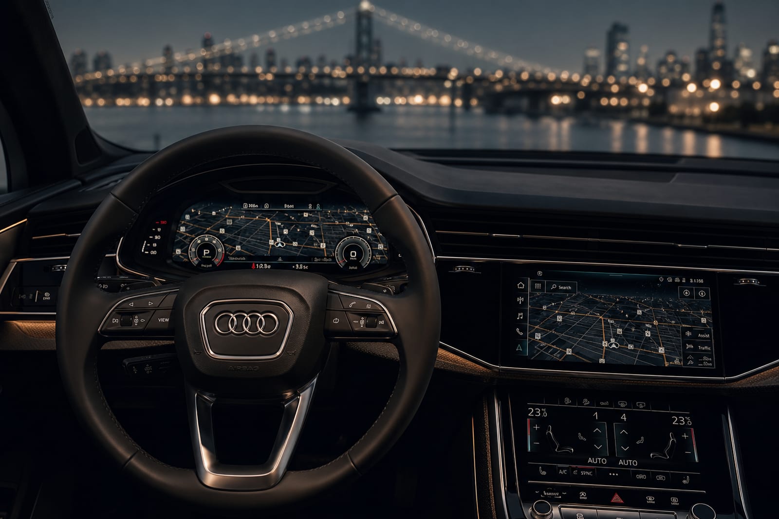 Black Audi Q7 内饰 1 温哥华豪车租赁