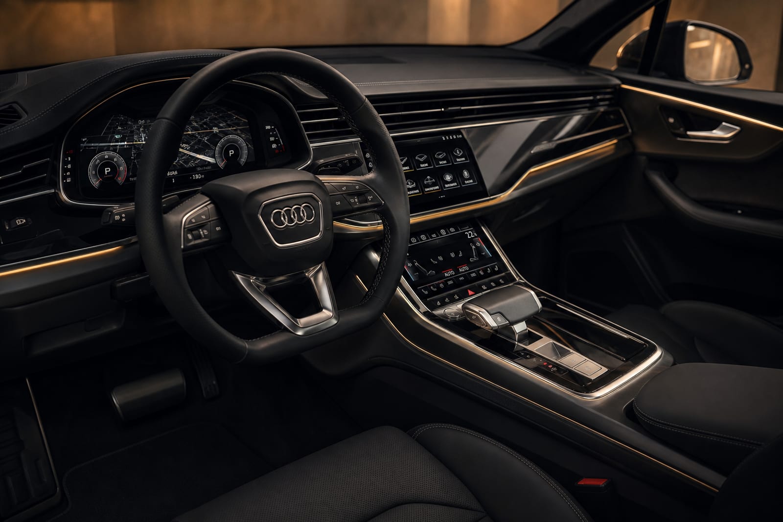 Black Audi Q7 内饰 2 温哥华豪车租赁