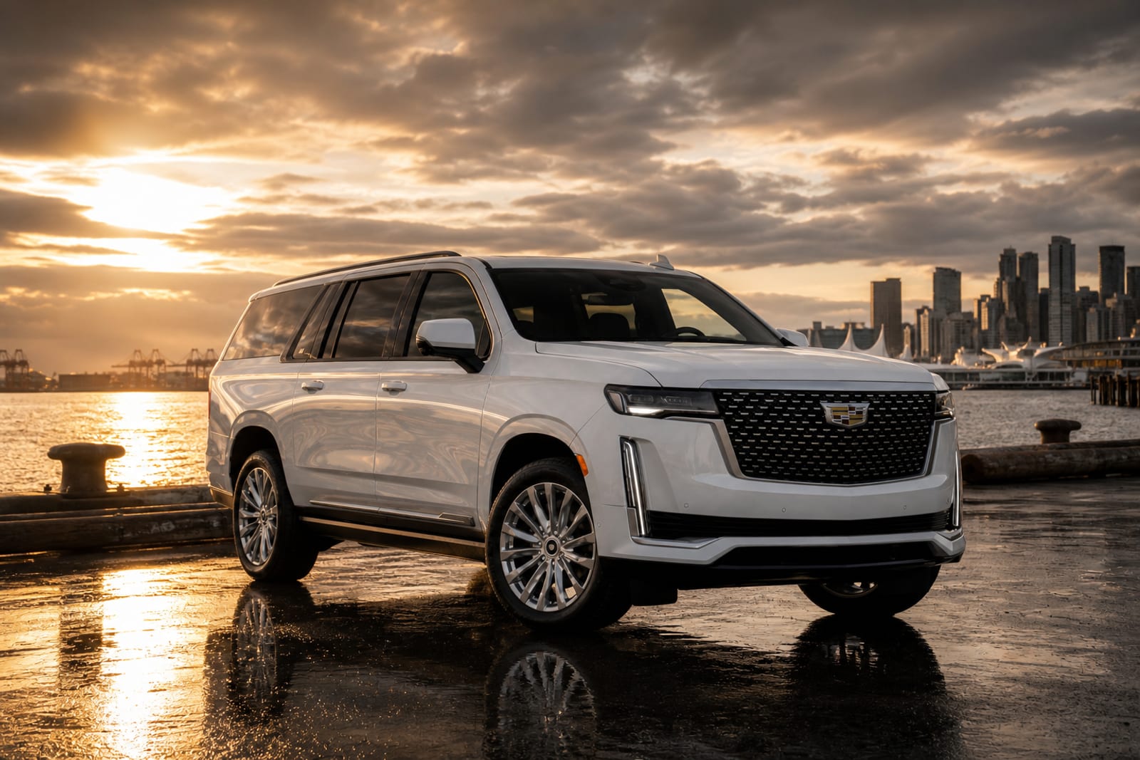 White 2024 Cadillac Escalade ESV 外观 1 温哥华豪车租赁
