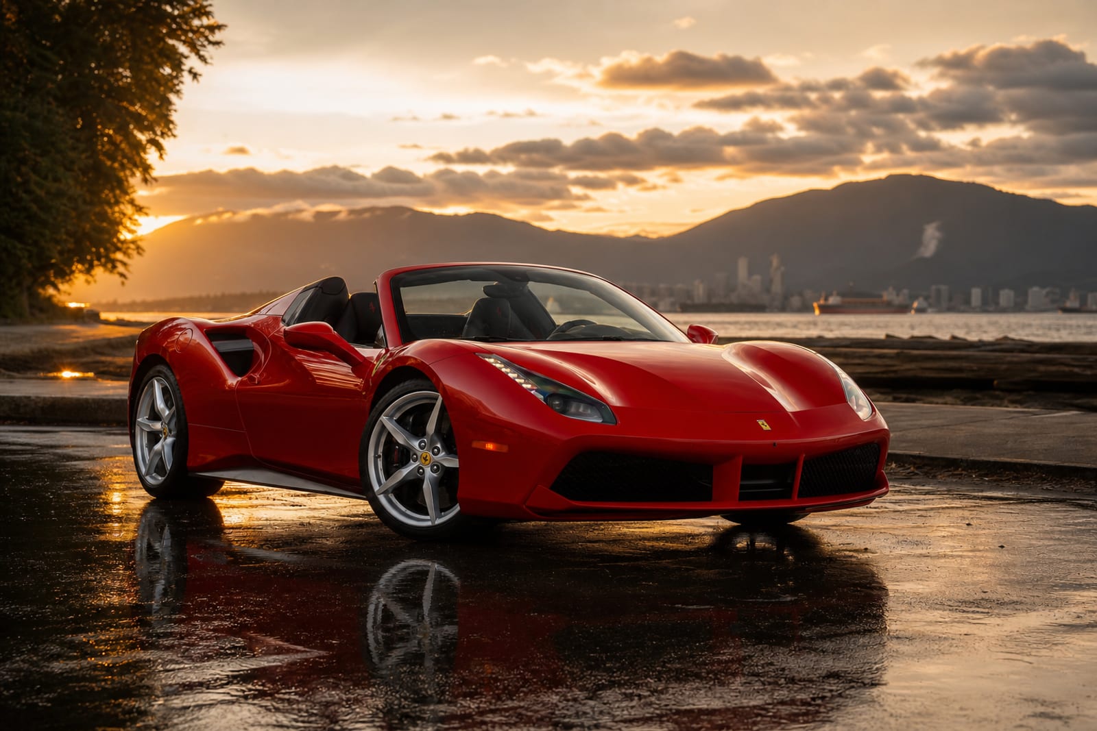 Red Ferrari 488 Spider 外观 1 温哥华豪车租赁