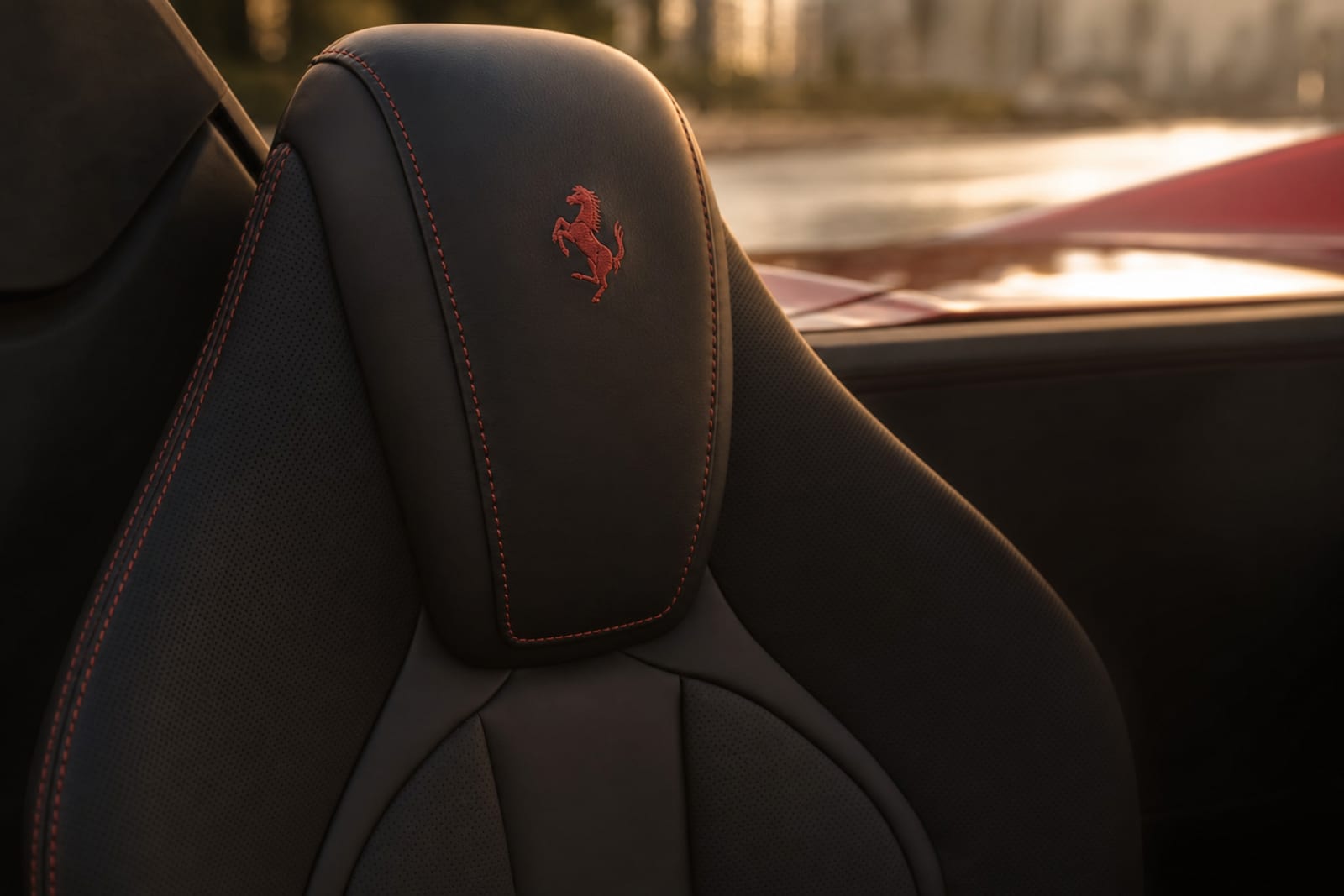 Red Ferrari 488 Spider 内饰 4 温哥华豪车租赁