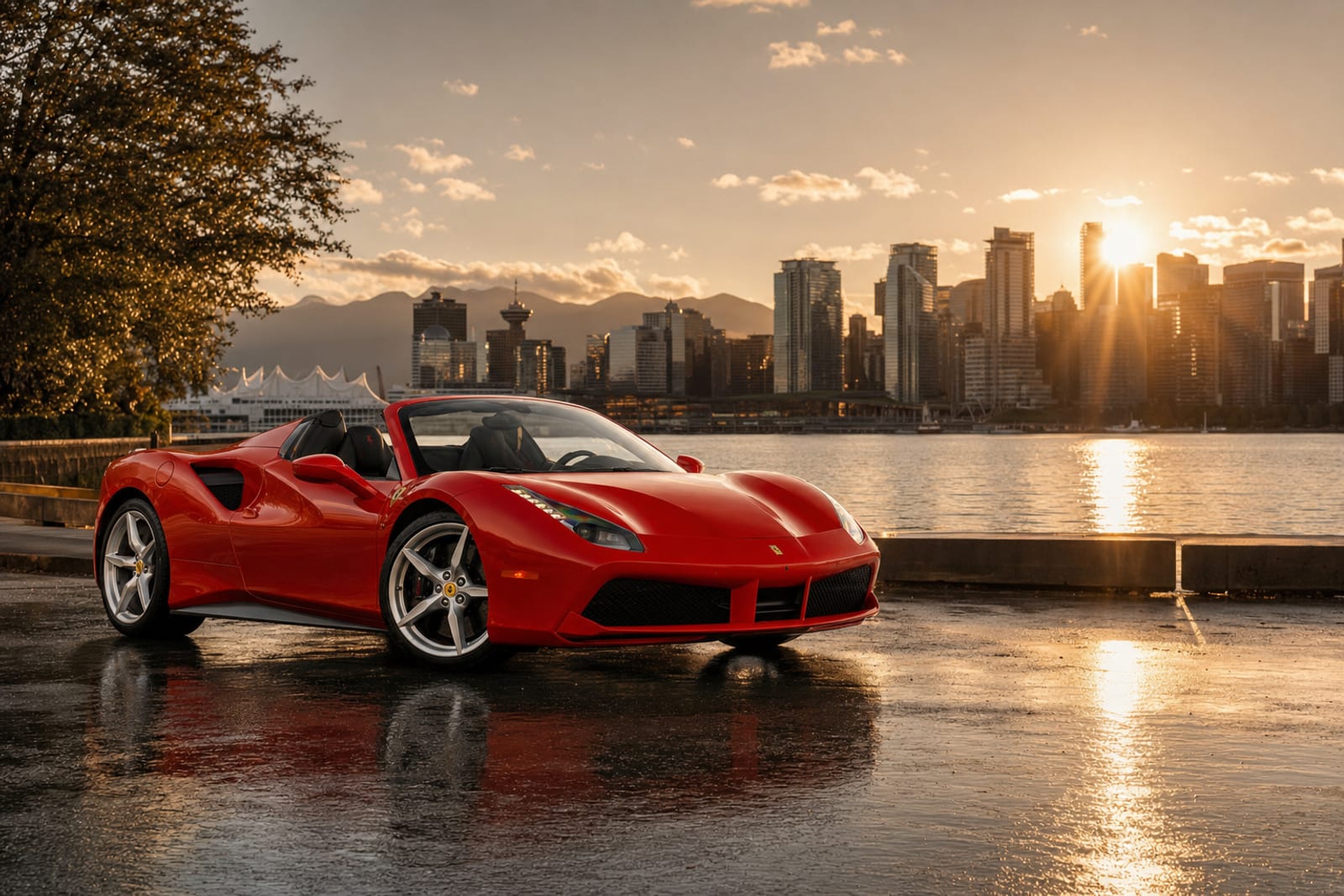 Red Ferrari 488 Spider 生活方式 温哥华豪车租赁