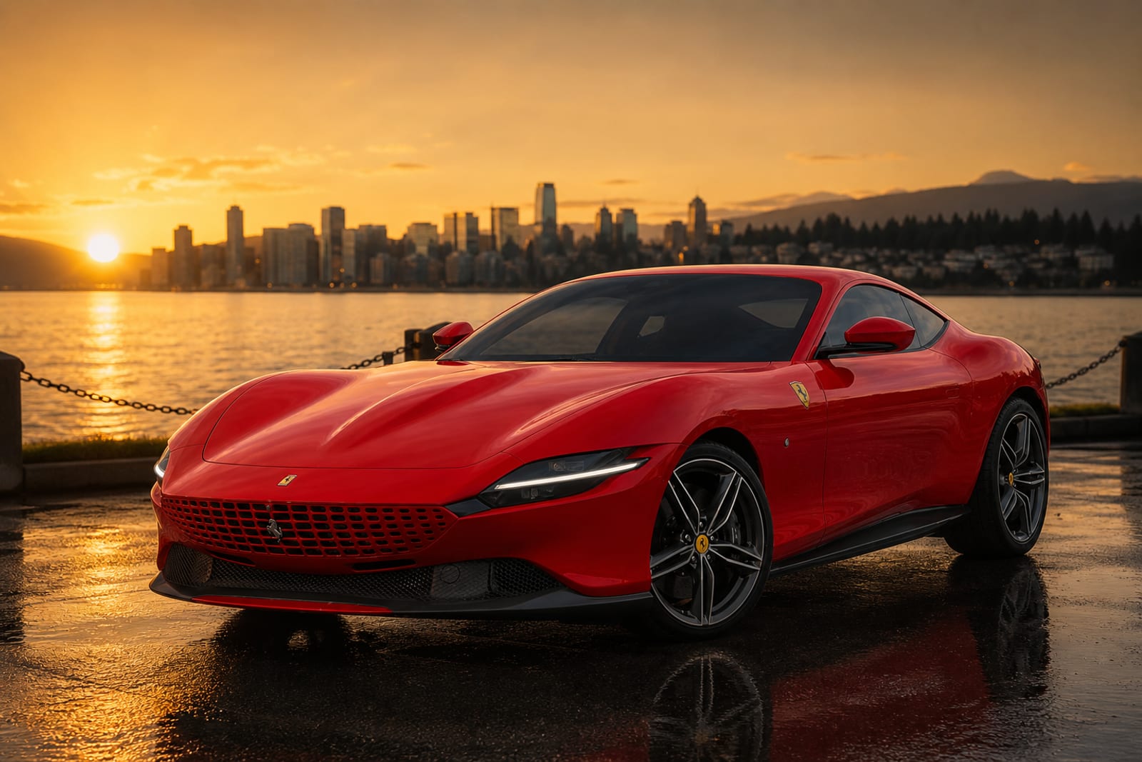 Rosso Corsa Ferrari Roma 外观 1 温哥华豪车租赁
