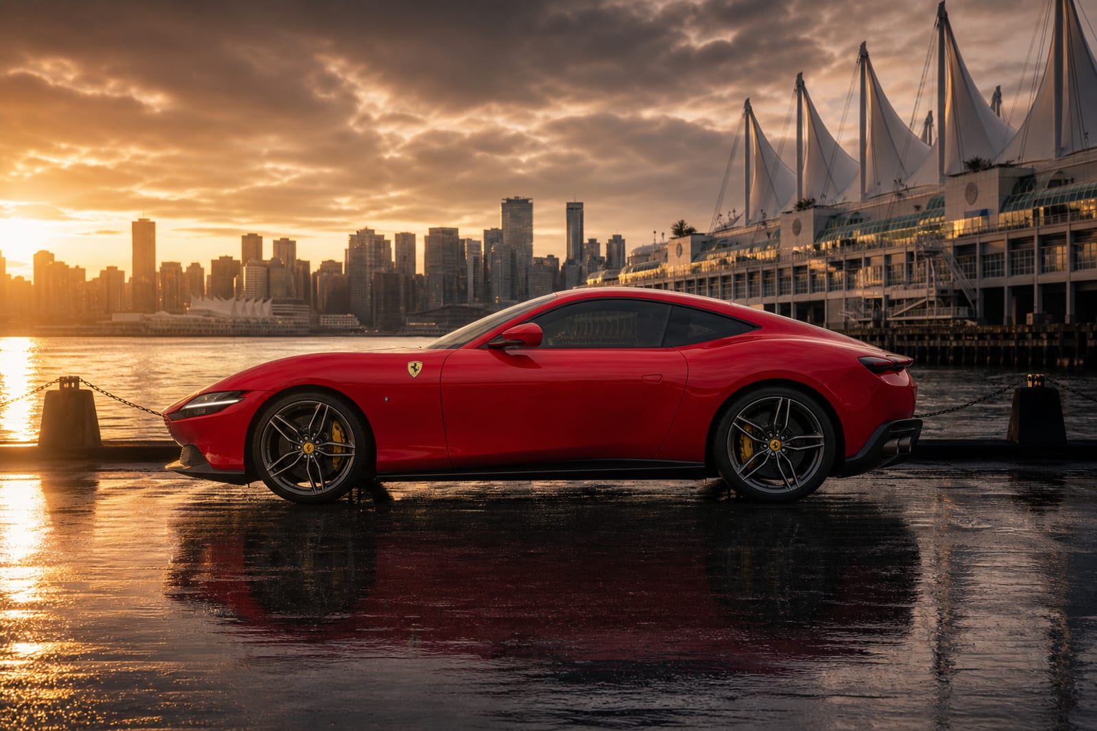 Rosso Corsa Ferrari Roma 外观 3 温哥华豪车租赁