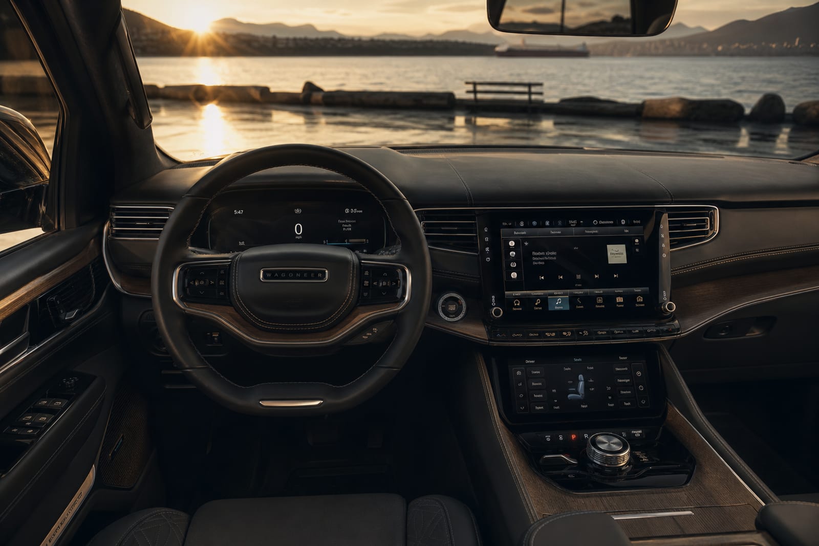 Black 2022 Jeep Grand Wagoneer 内饰 1 温哥华豪车租赁