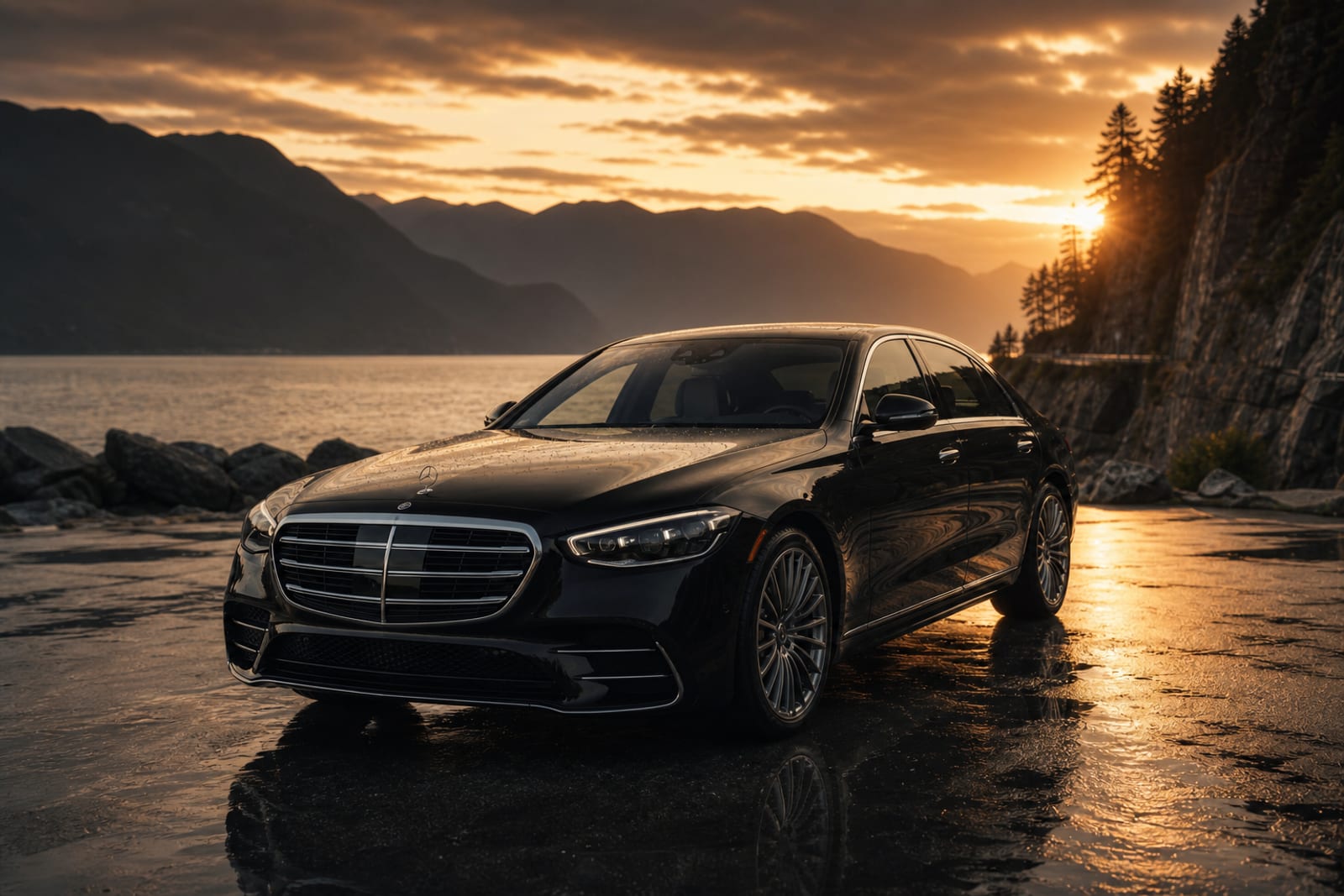 Black 2022 Mercedes-Benz S-Class 外观 1 温哥华豪车租赁