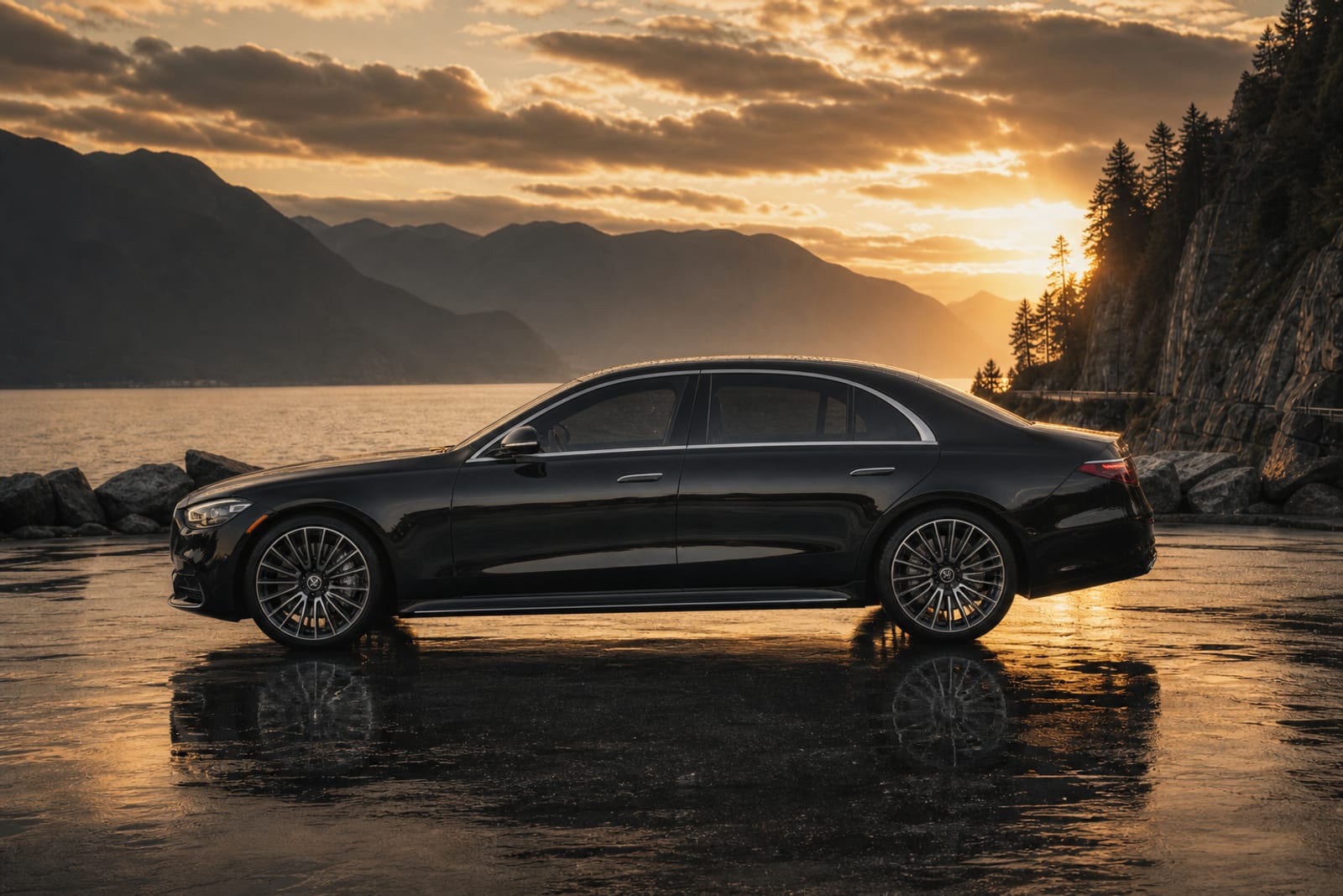 Black 2022 Mercedes-Benz S-Class 外观 3 温哥华豪车租赁