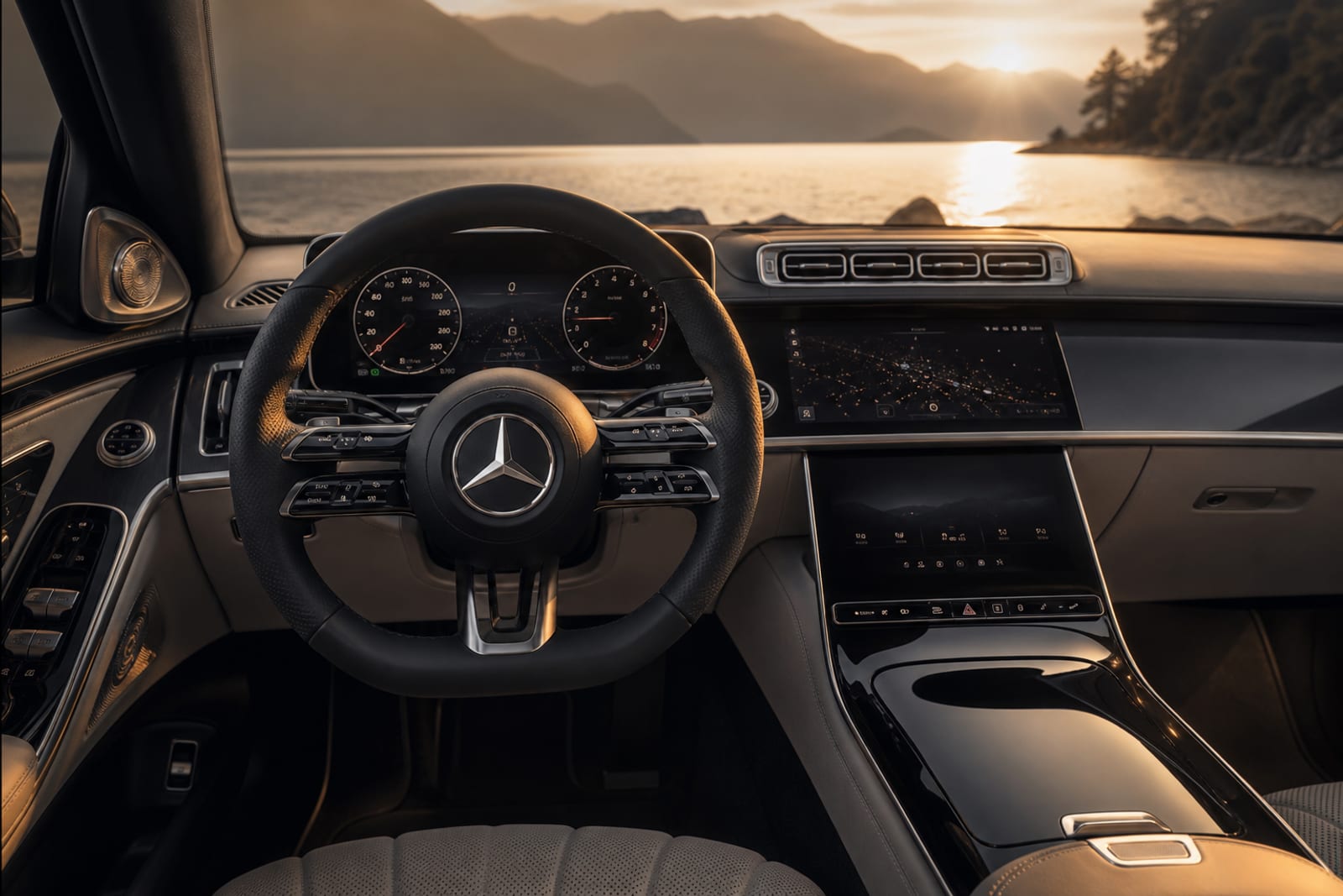 Black 2022 Mercedes-Benz S-Class 内饰 1 温哥华豪车租赁