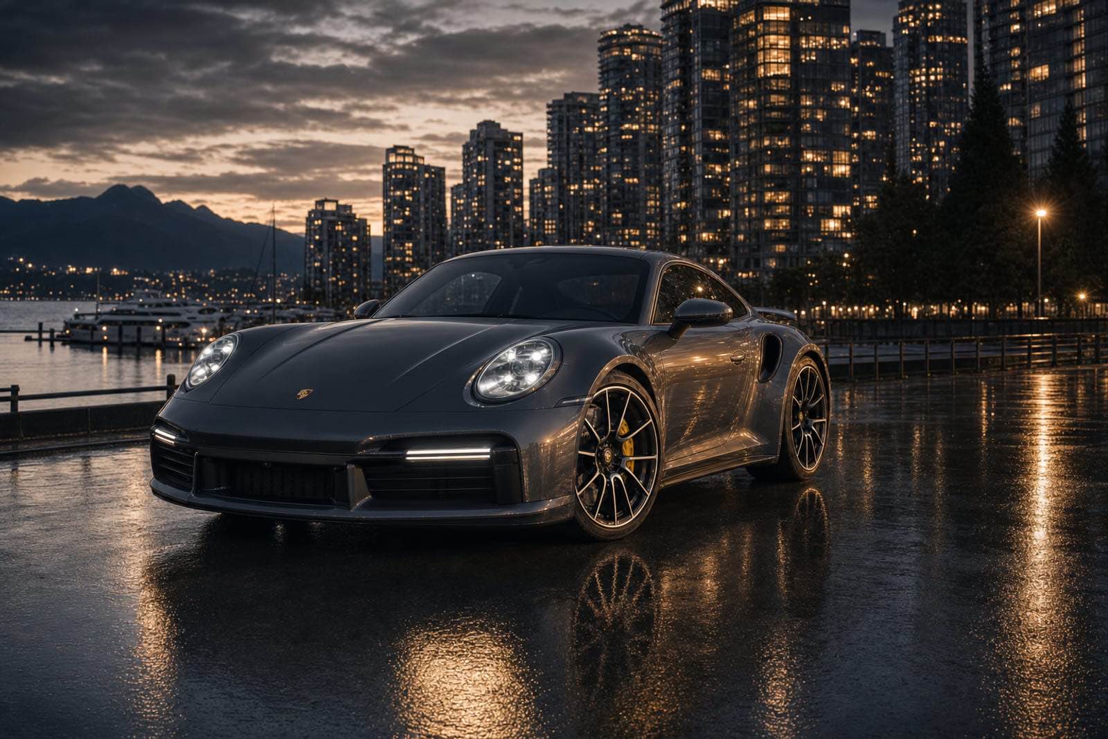 GT Silver Metallic Porsche 911 Turbo S 外观 1 温哥华豪车租赁