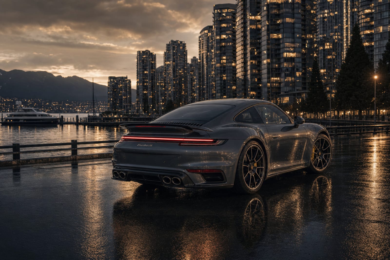 GT Silver Metallic Porsche 911 Turbo S 外观 2 温哥华豪车租赁