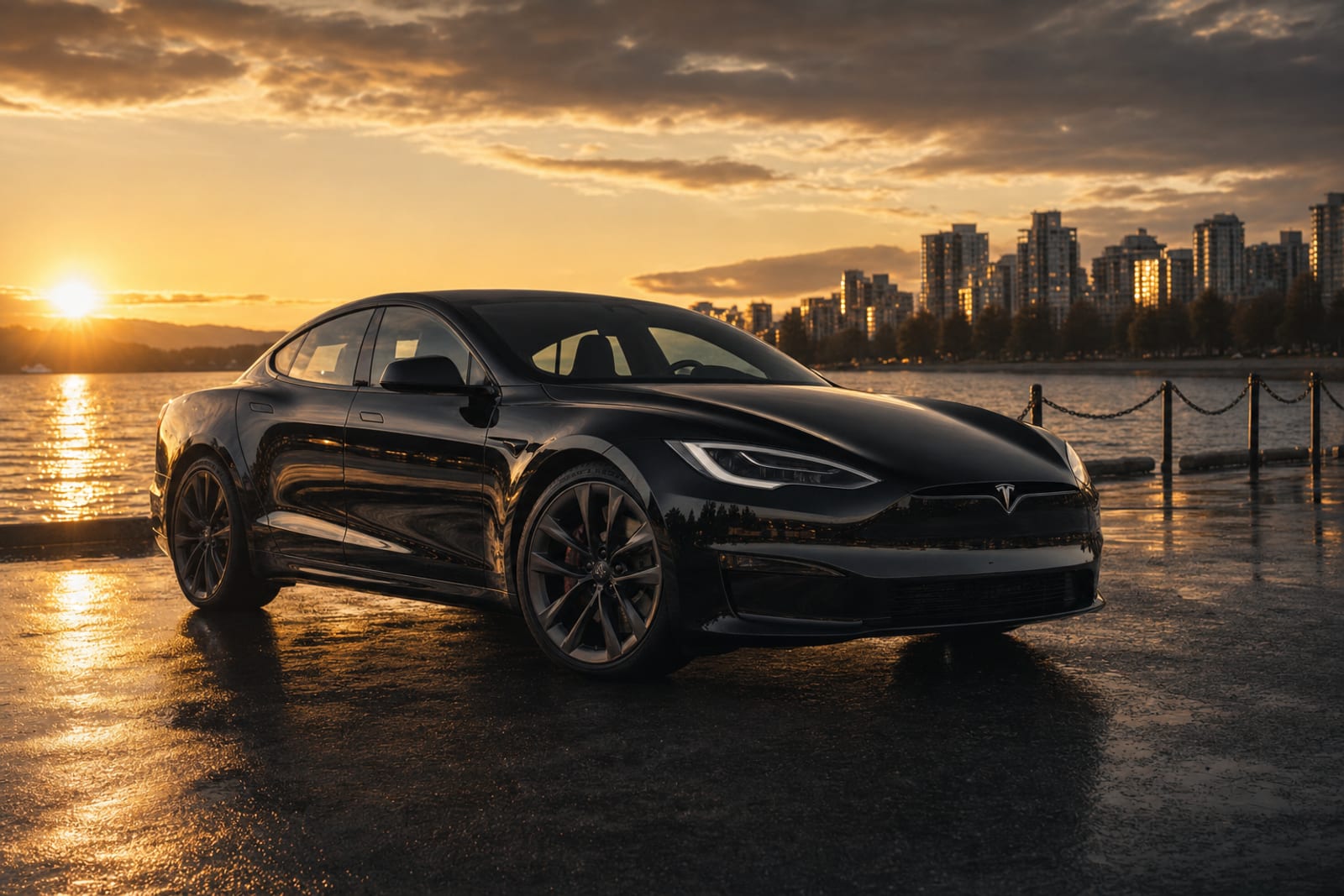 Solid Black Tesla Model S 外观 1 温哥华豪车租赁