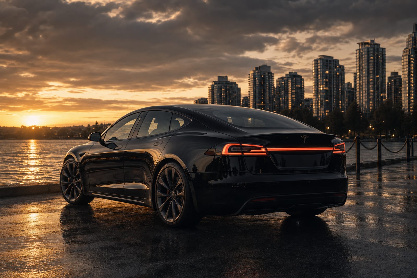 Solid Black Tesla Model S 外观 2 温哥华豪车租赁