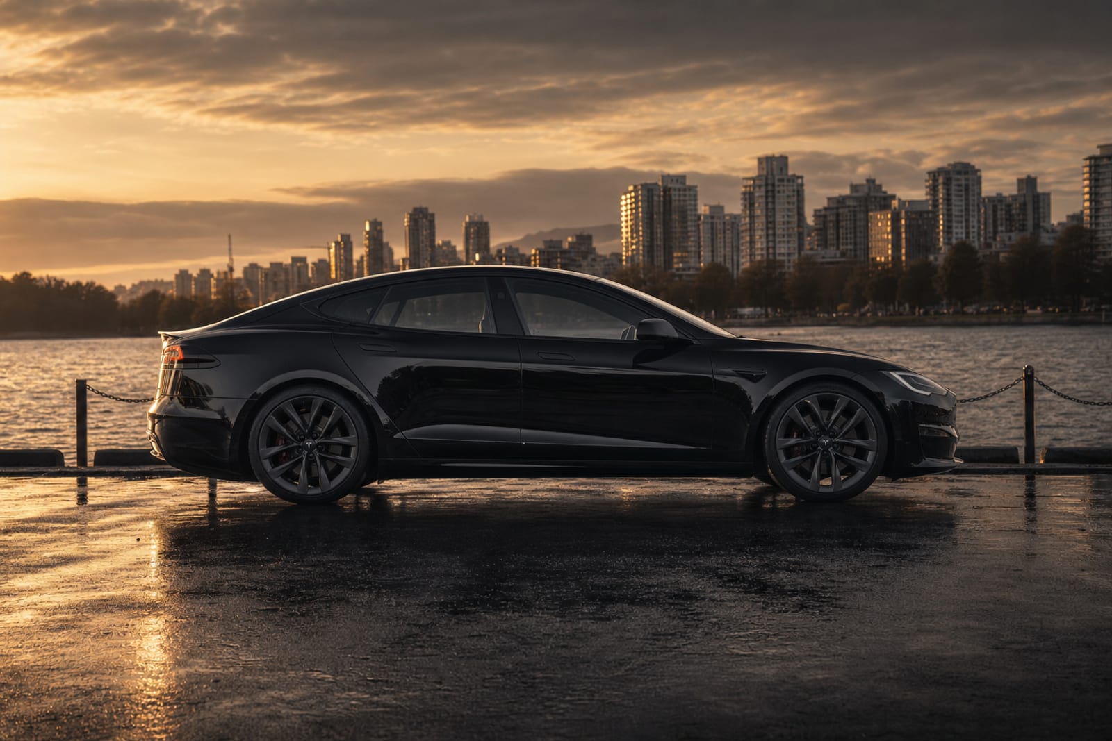 Solid Black Tesla Model S 外观 3 温哥华豪车租赁