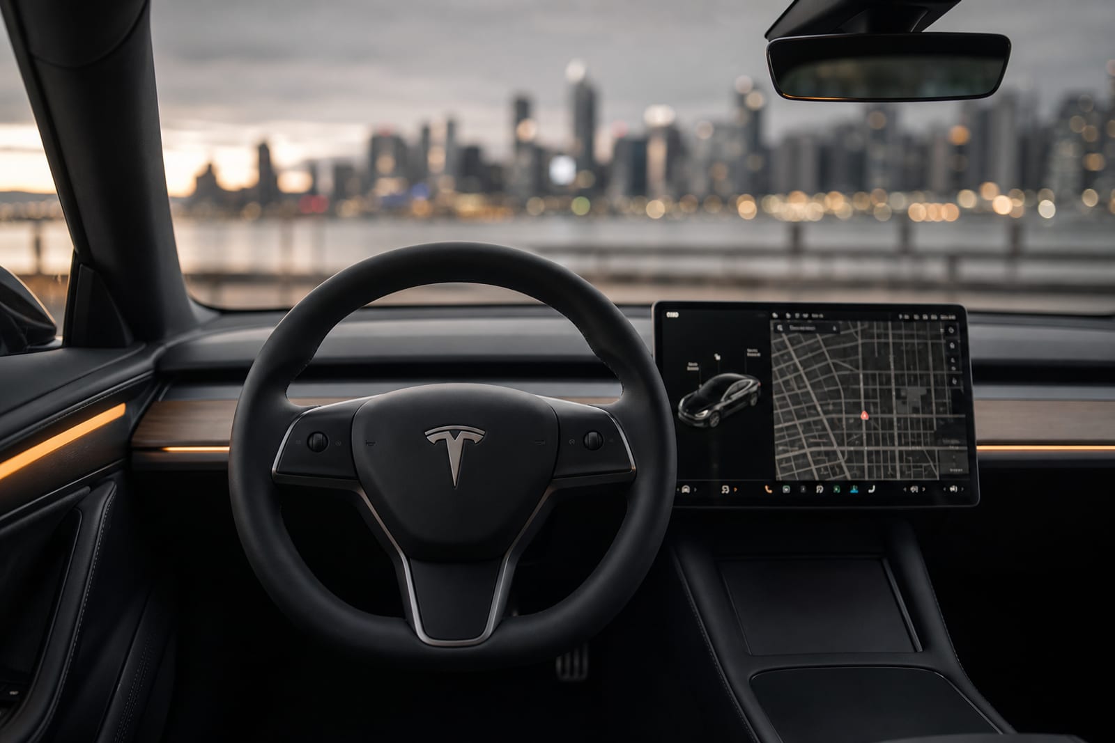 Solid Black Tesla Model S 内饰 1 温哥华豪车租赁