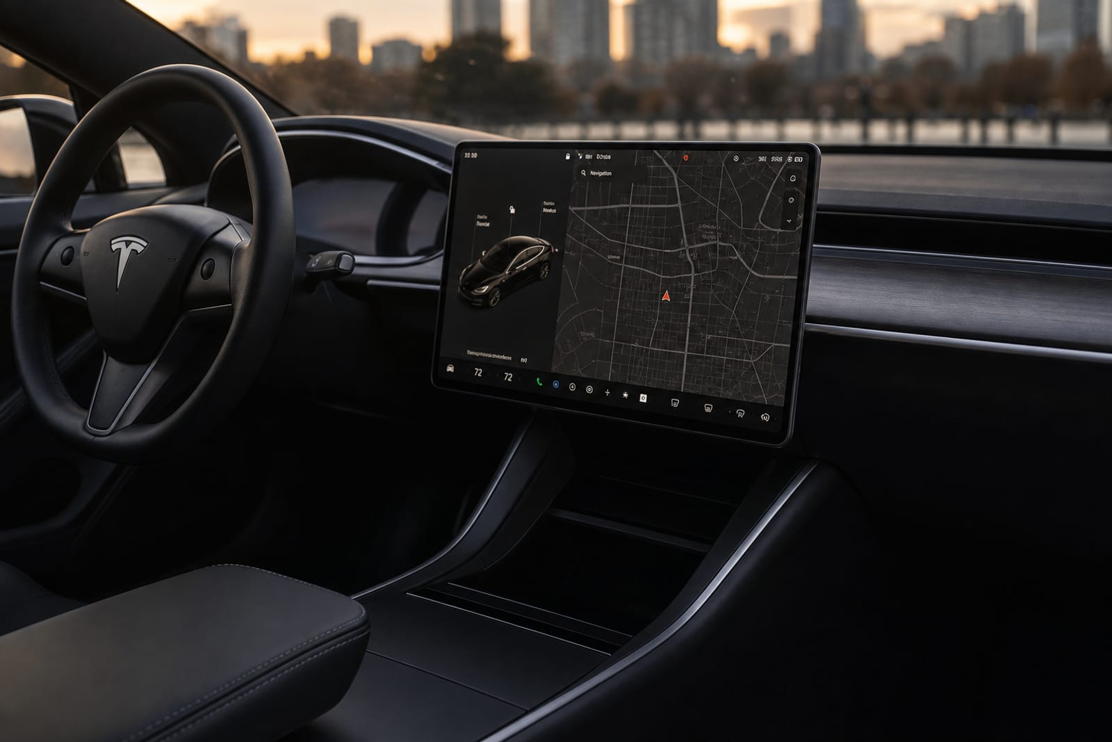 Solid Black Tesla Model S 内饰 2 温哥华豪车租赁