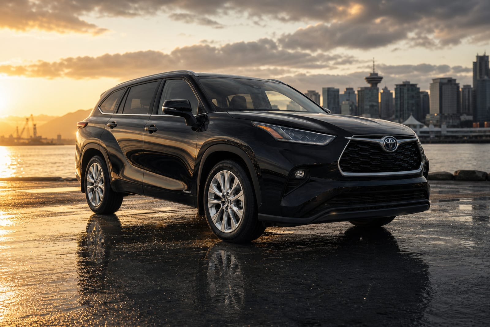Black 2025 Toyota Highlander Hybrid 外观 1 温哥华豪车租赁