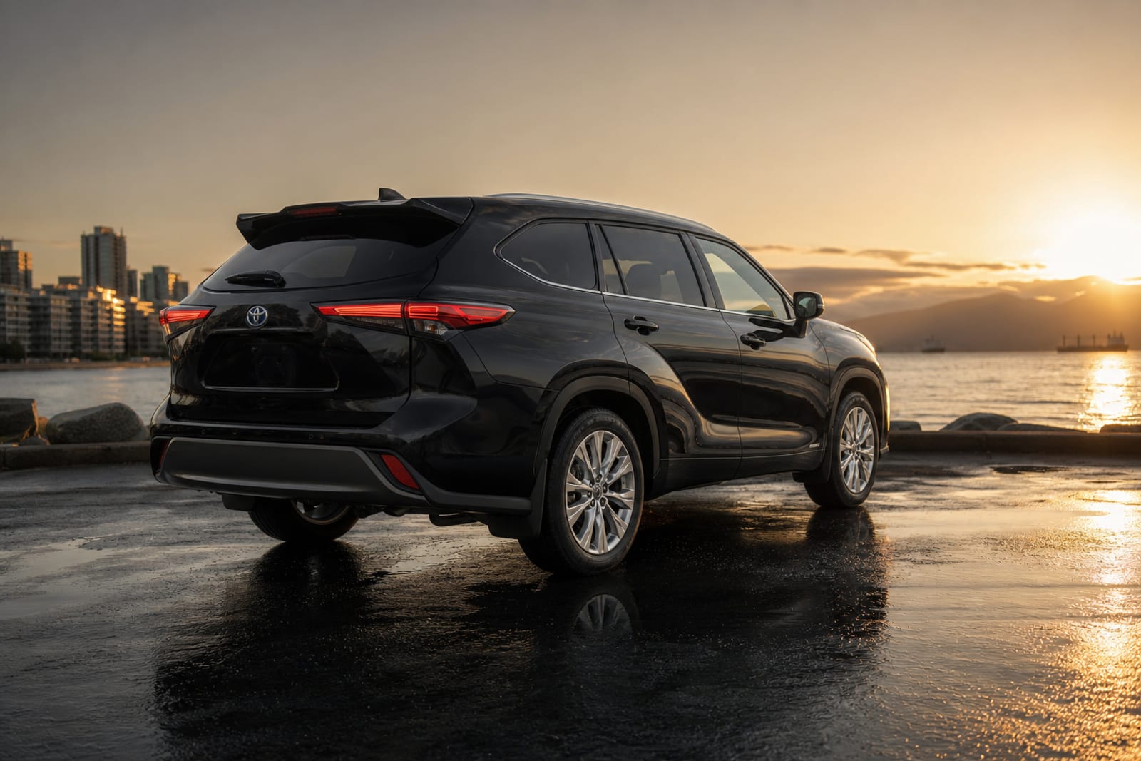Black 2025 Toyota Highlander Hybrid 外观 2 温哥华豪车租赁