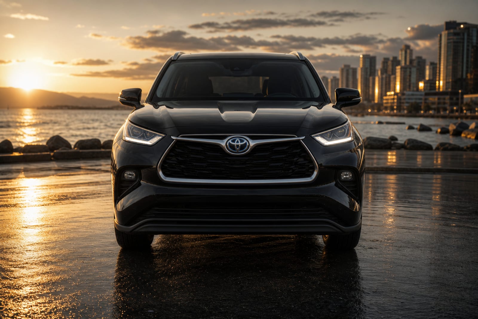 Black 2025 Toyota Highlander Hybrid 外观 4 温哥华豪车租赁