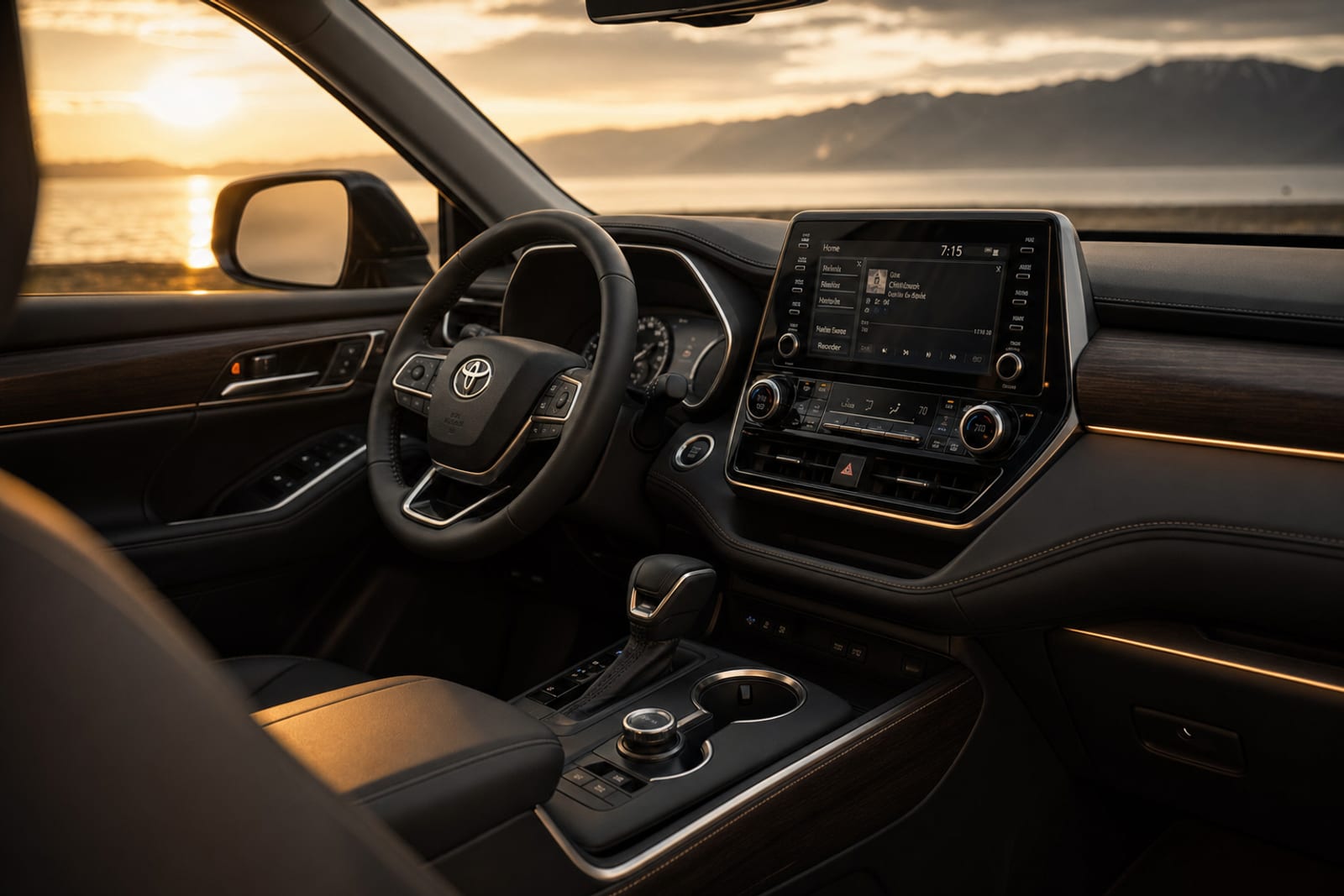 Black 2025 Toyota Highlander Hybrid 内饰 2 温哥华豪车租赁