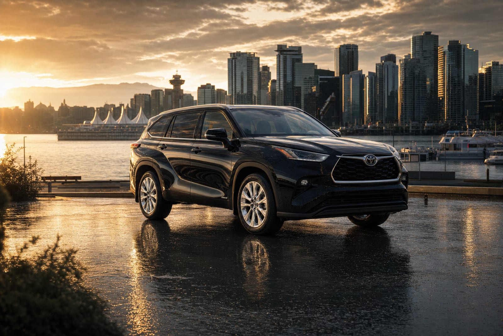 Black 2025 Toyota Highlander Hybrid 生活方式 温哥华豪车租赁