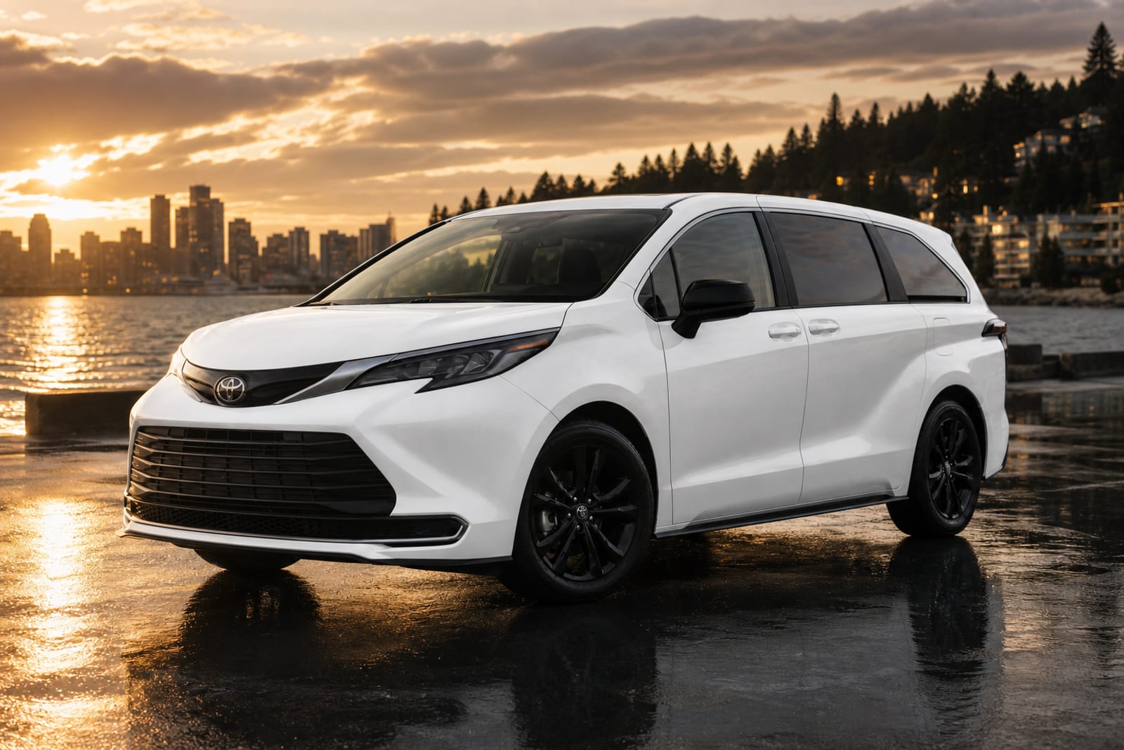 White 2024 Toyota Sienna 外观 1 温哥华豪车租赁