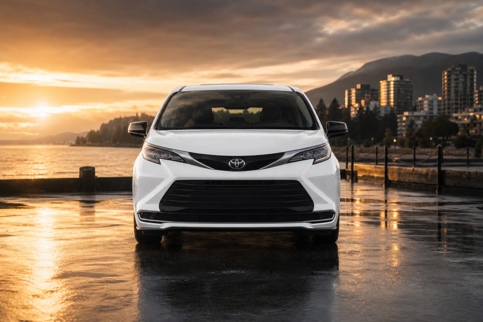 White 2024 Toyota Sienna 外观 4 温哥华豪车租赁