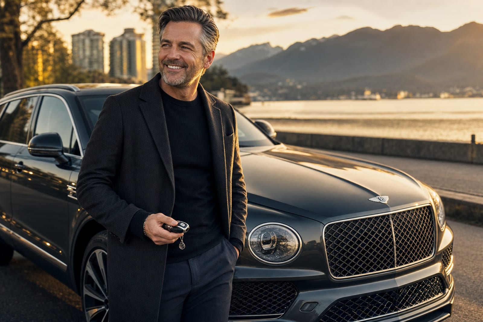 Professional with a luxury vehicle after RoLux Club membership delivery