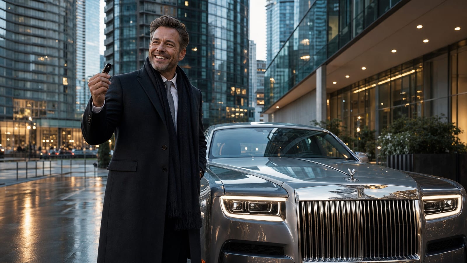 Professional with a luxury vehicle after RoLux Club membership delivery